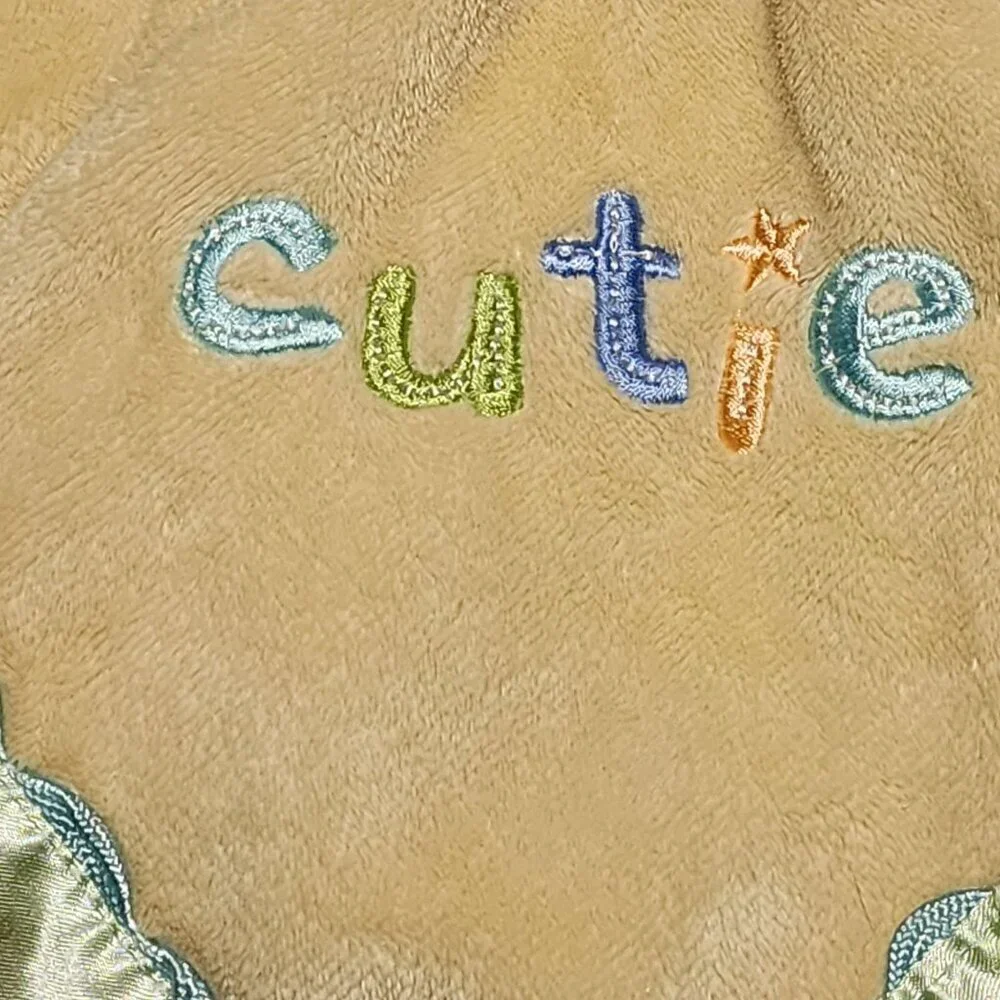 Just One Year CUTIE yellow green frog  lovey security blanket rattle